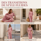 Ensemble pour femme : chemisier à manches longues à boutons et pantalon large