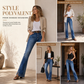 Jean en denim évasé rétro taille haute pour femme