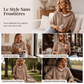 Pull en maille à capuche avec cordon de serrage pour femme