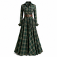 Plus Size Women French Vintage Plaid Dress with Irregular Hem and Slimming Design