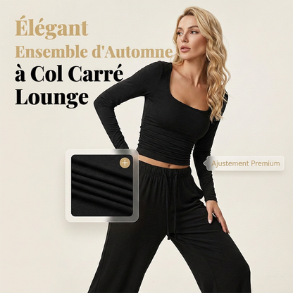 Ensemble pour femme : haut à col carré et pantalon large