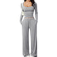 Ensemble pour femme : haut à col carré et pantalon large