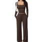 Ensemble pour femme : haut à col carré et pantalon large
