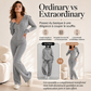 Ensemble veste à capuche zippée côtelée et pantalon évasé pour femme