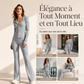 Ensemble veste à capuche zippée côtelée et pantalon évasé pour femme