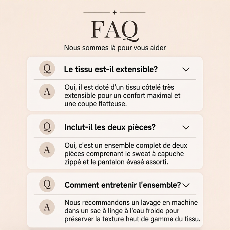 📢📢50 % DE RÉDUCTION !! ⏰Ensemble veste à capuche zippée côtelée et pantalon évasé pour femme