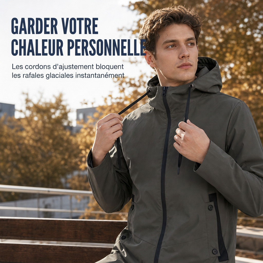 Coupe-vent ajusté à capuche pour homme