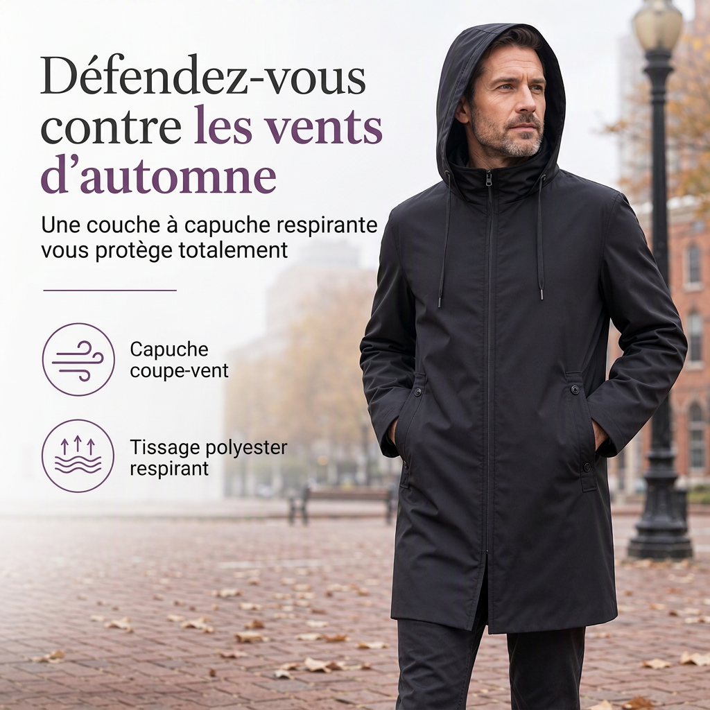 Coupe-vent ajusté à capuche pour homme