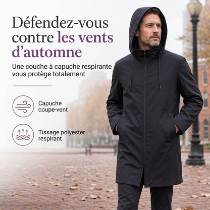 Coupe-vent ajusté à capuche pour homme