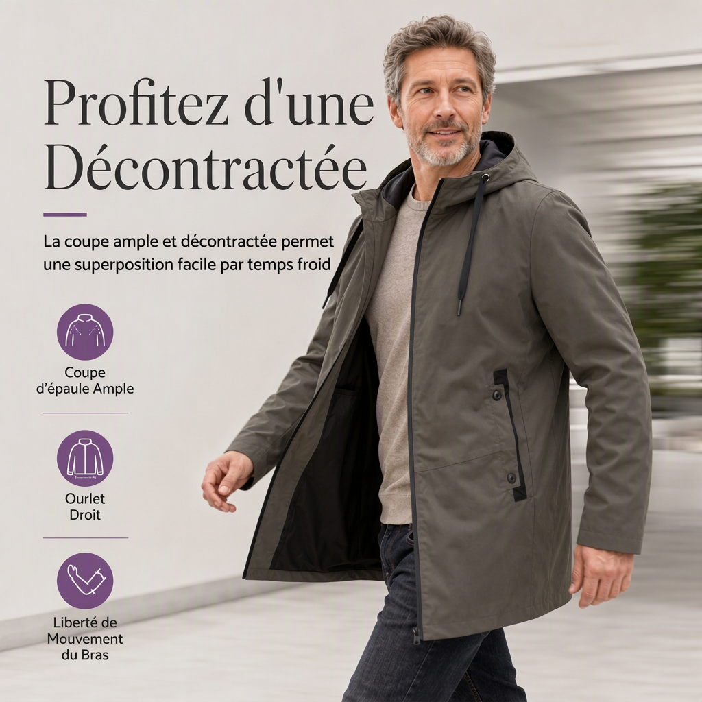 Coupe-vent ajusté à capuche pour homme