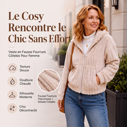Veste à capuche en peluche double face pour femme