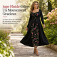 Robe longue corset noire à manches longues, col carré et lacets, avec panneau en maille brodé de fleurs