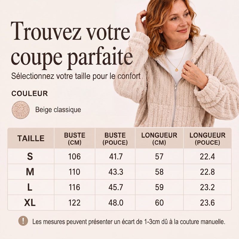 Veste à capuche en peluche double face pour femme