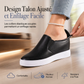 Chaussures à enfiler en cuir souple pour femmes, à semelle plate antidérapante avec rehausse invisible