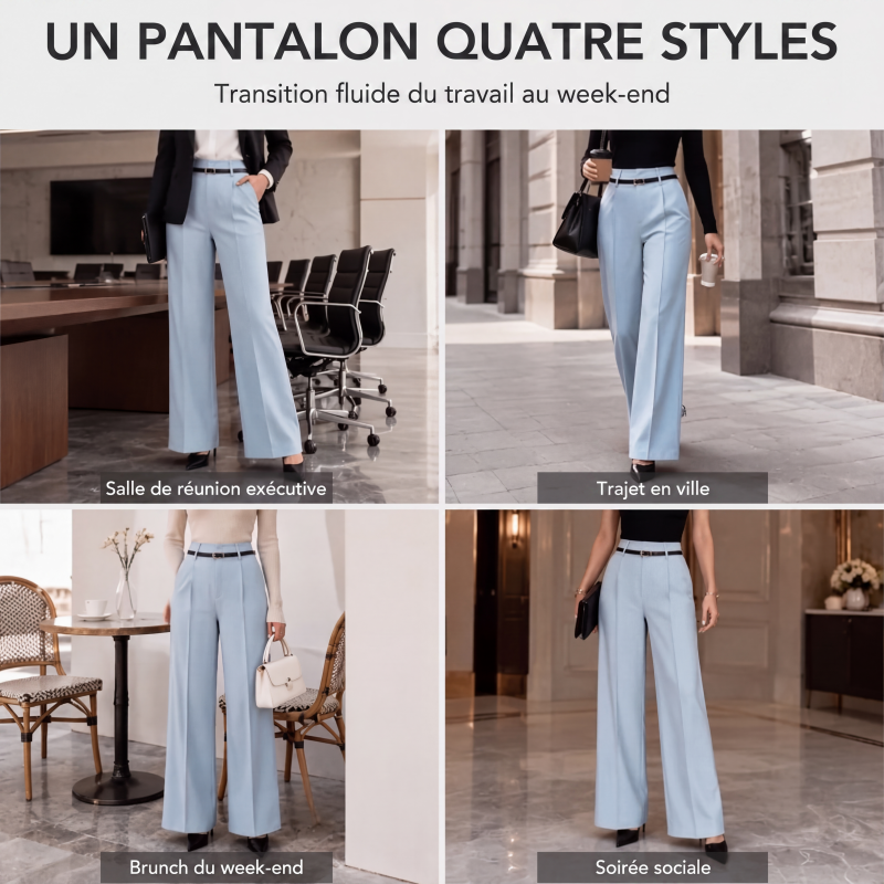 Pantalon de costume élégant à taille haute pour femme