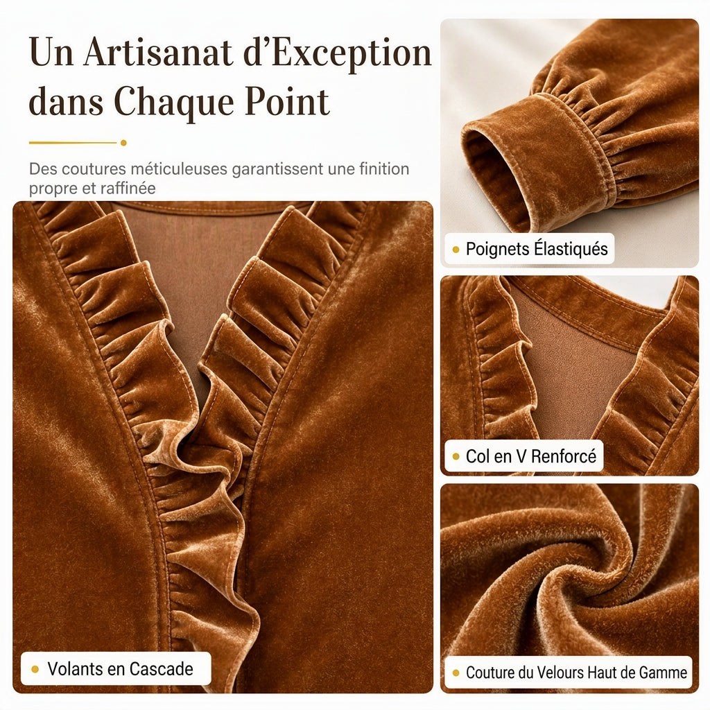Blouse élégante pour femme en velours à manches longues