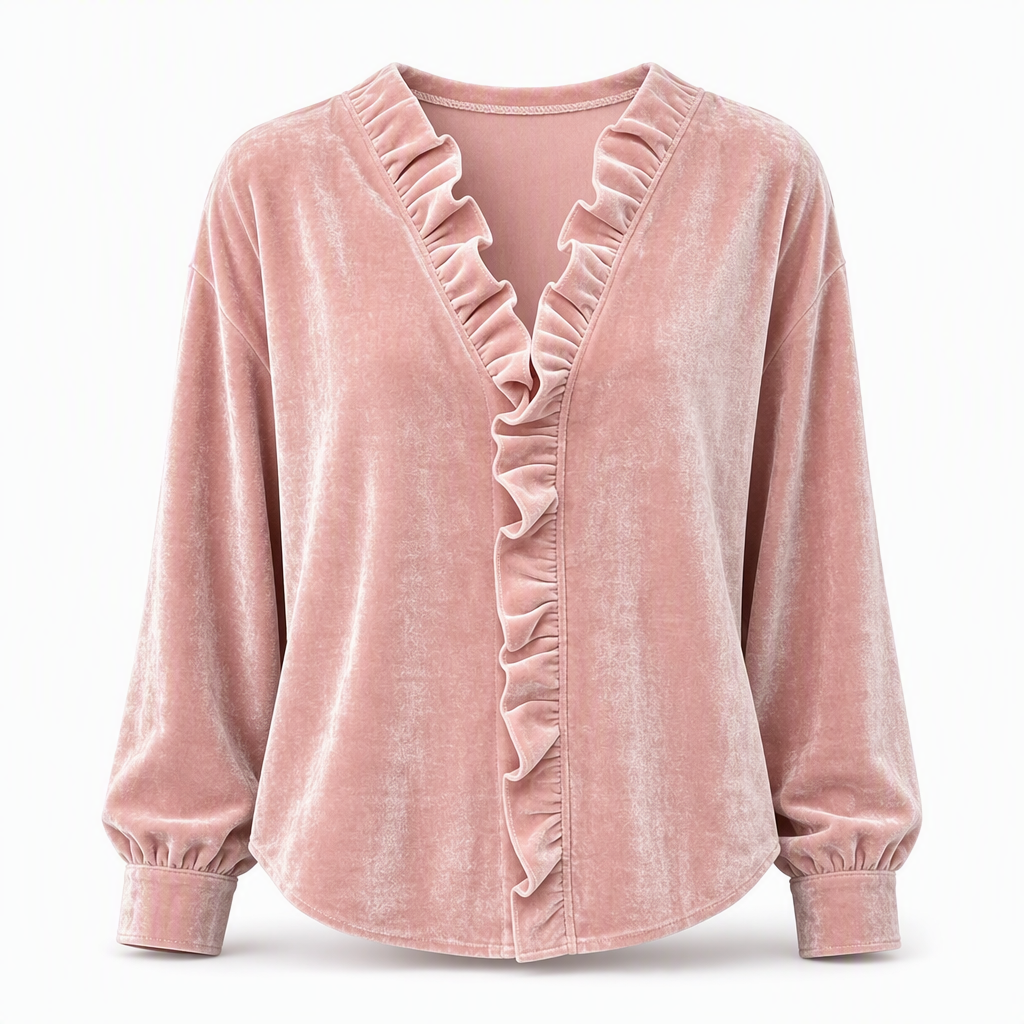 Blouse élégante pour femme en velours à manches longues