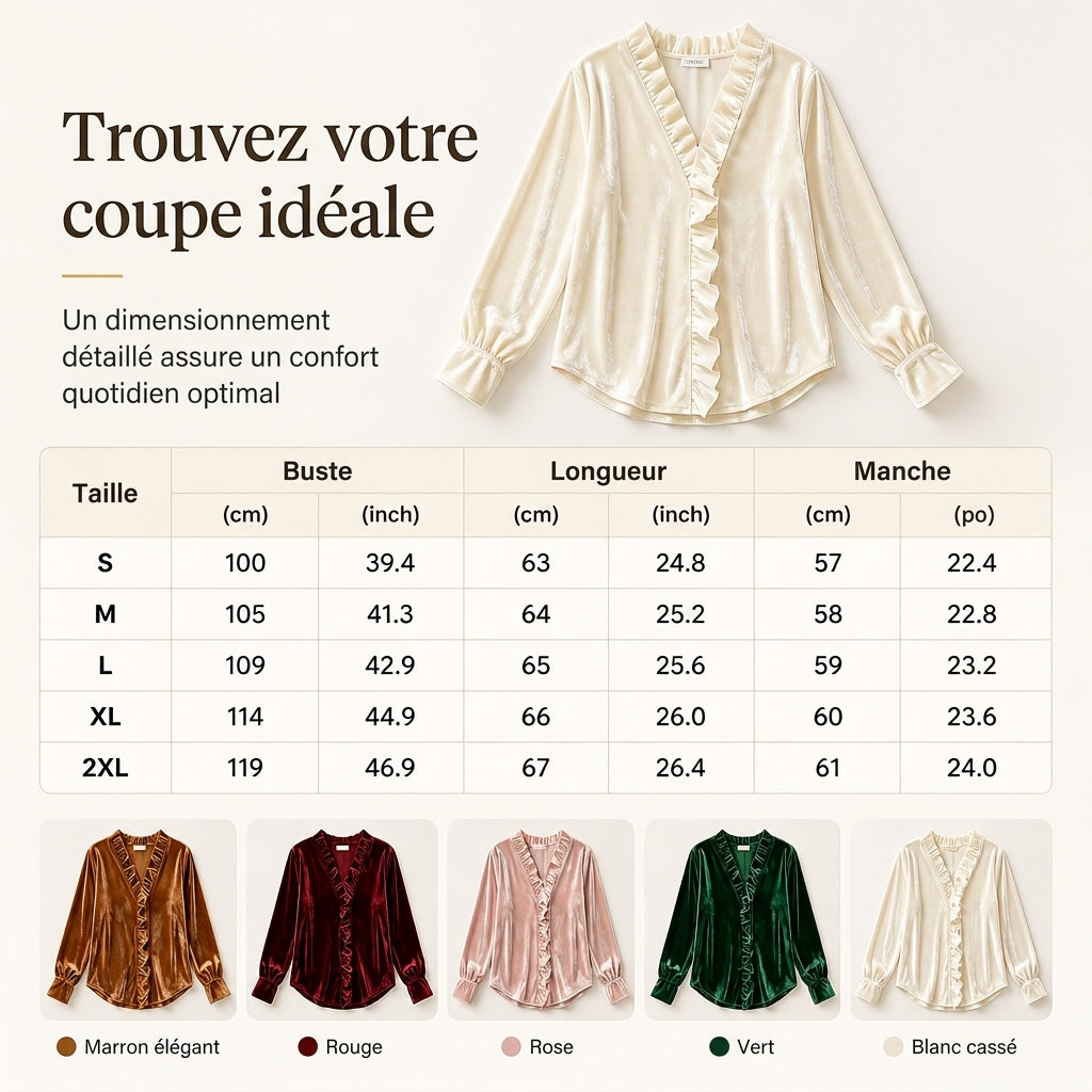 Blouse élégante pour femme en velours à manches longues