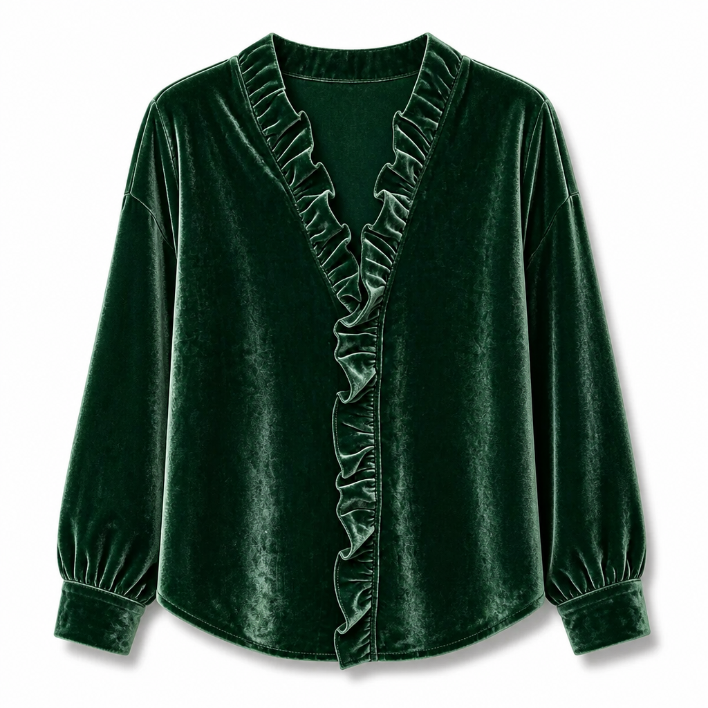 Blouse élégante pour femme en velours à manches longues