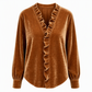 Blouse élégante pour femme en velours à manches longues