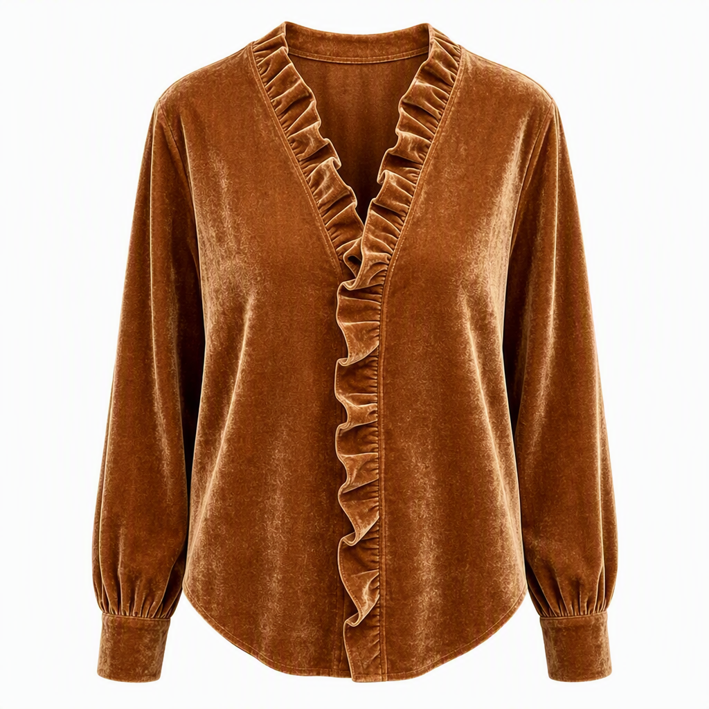 Blouse élégante pour femme en velours à manches longues