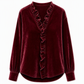 Blouse élégante pour femme en velours à manches longues
