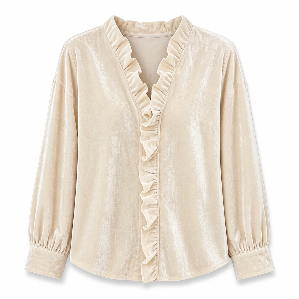 Blouse élégante pour femme en velours à manches longues
