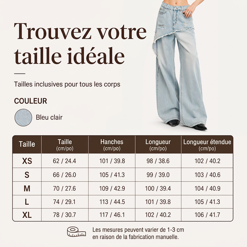Jean large asymétrique à superpositions pour femme