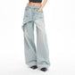 Jean large asymétrique à superpositions pour femme