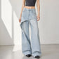 Jean large asymétrique à superpositions pour femme