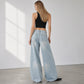 Jean large asymétrique à superpositions pour femme