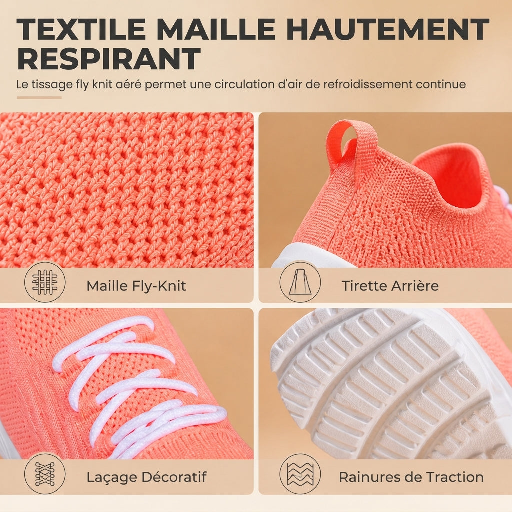 Baskets décontractées respirantes à enfiler pour femmes