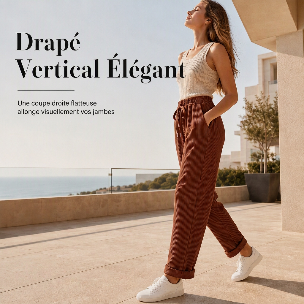 Pantalon large décontracté de mode pour femme, couleur unie