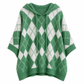 Women's Casual Plaid Hooded Knitted Sweater