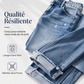 Jeans droits décontractés effet usé pour femme