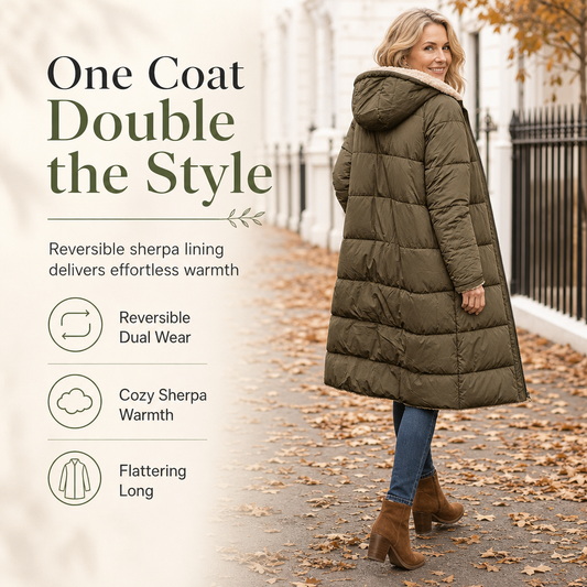 Manteau rembourré à capuche réversible, coupe ajustée