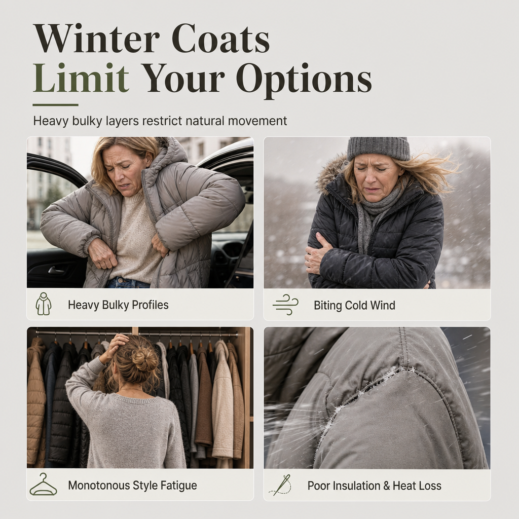 Manteau rembourré à capuche réversible, coupe ajustée