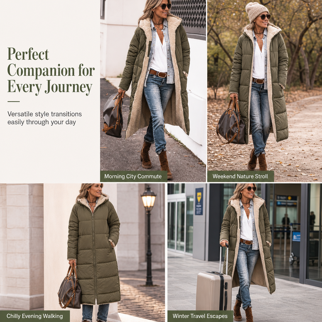 Manteau rembourré à capuche réversible, coupe ajustée