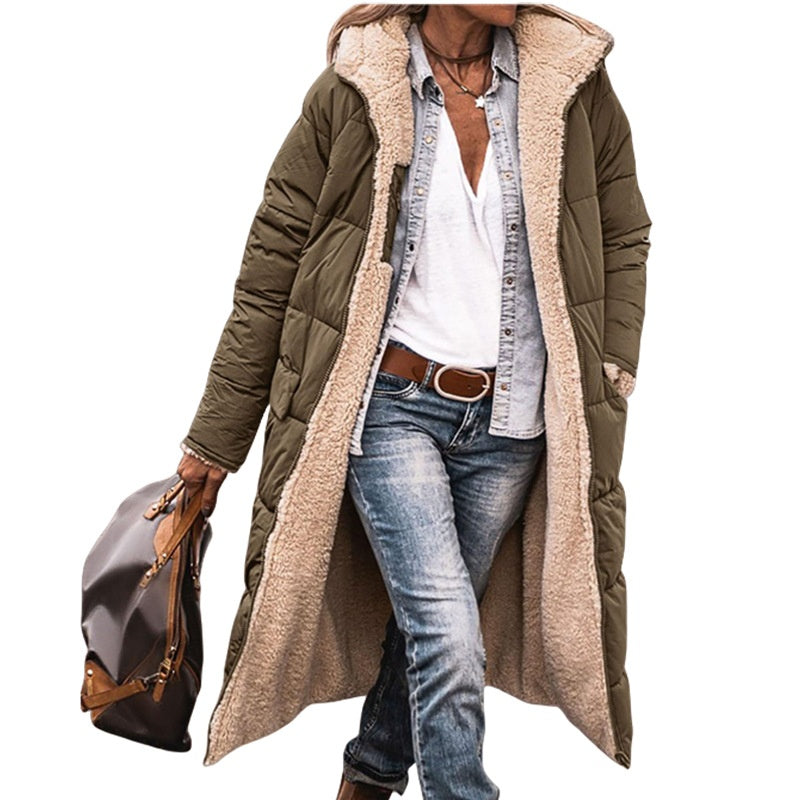 Manteau rembourré à capuche réversible, coupe ajustée