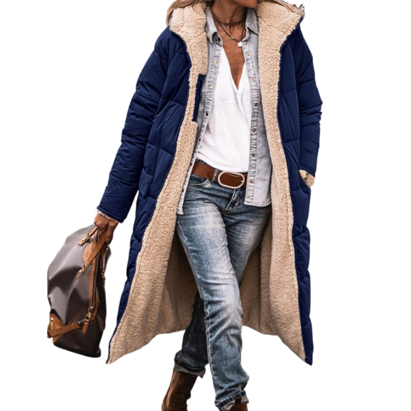 Manteau rembourré à capuche réversible, coupe ajustée
