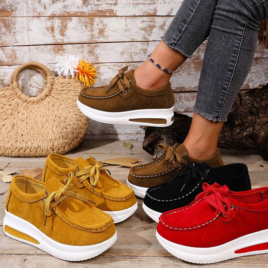 Chaussures décontractées pour femmes à lacets avec semelle plateforme basse