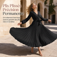 Robe longue élégante pour femme, col V croisé et plissée
