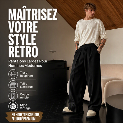 Pantalon large plissé décontracté pour homme