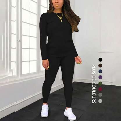 Ensemble 2 pièces pour femme : haut à manches longues et pantalon