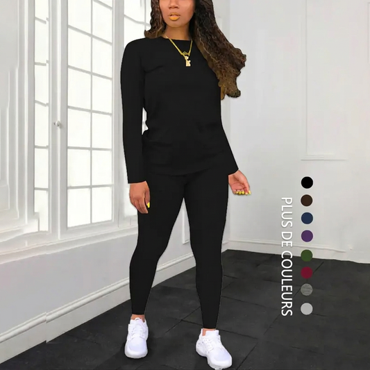 Ensemble 2 pièces pour femme : haut à manches longues et pantalon