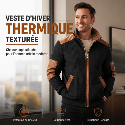 Veste zippée homme à blocs de couleurs et doublure chaude