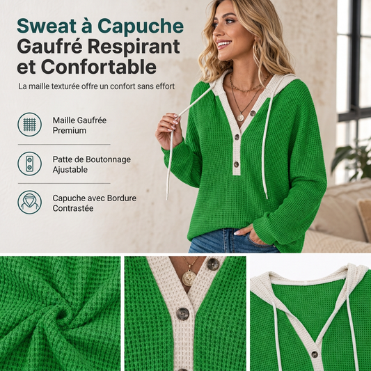 Sweat à capuche en maille coupe ample pour femme