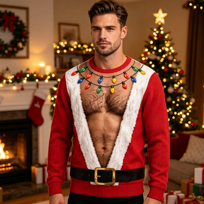 Sweat-shirt drôle pour homme avec impression 3D de muscles, thème Noël