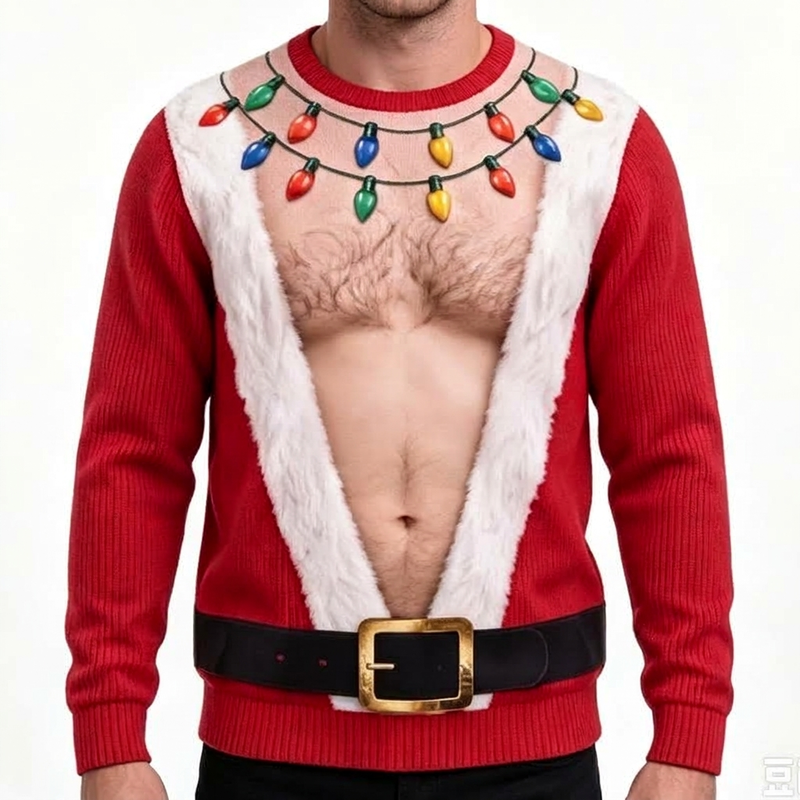 Sweat-shirt drôle pour homme avec impression 3D de muscles, thème Noël