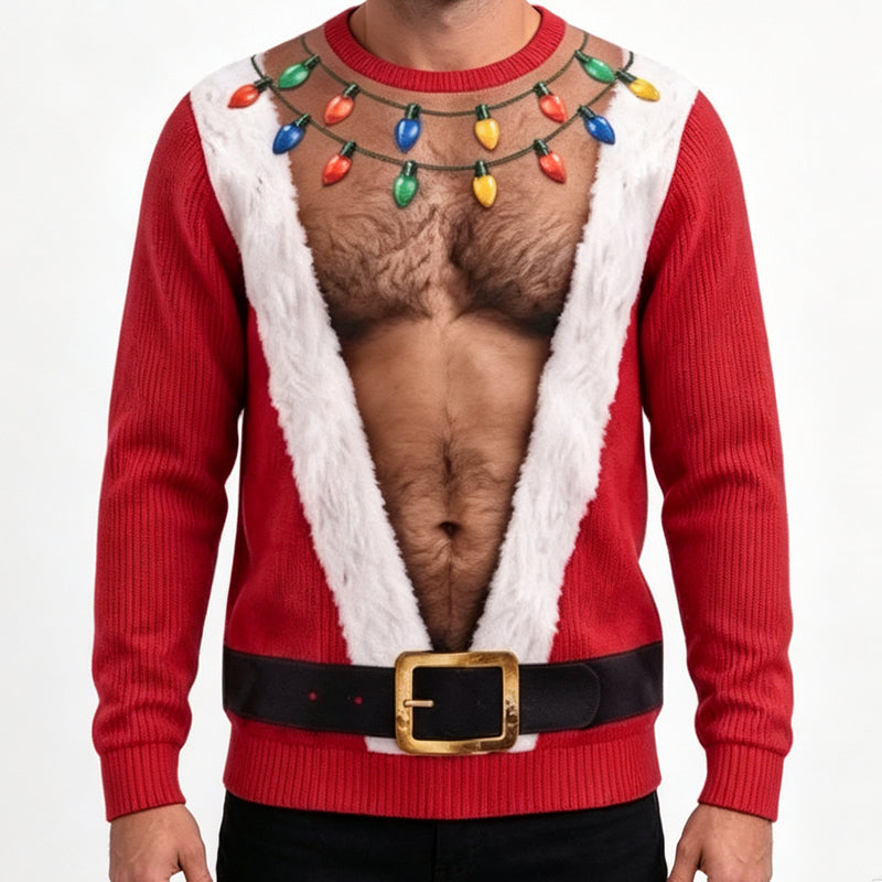 Sweat-shirt drôle pour homme avec impression 3D de muscles, thème Noël